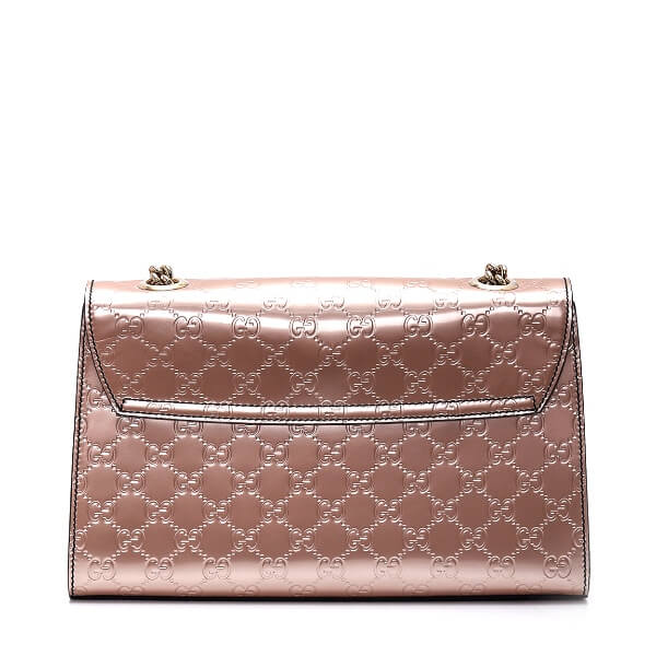 Gucci - Rose Pink Patent Leather GG Emily Chain Shoulder Bag